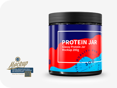 Glossy Protein Jar Mockup 200g