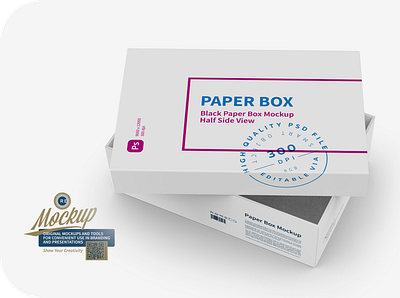 White Paper Box Mockup Half Side View carton box coffee design flow pack illustration logo mock up mockup mockups pack package packaging packaging mockup product psd psd mockup smart object template ui vector