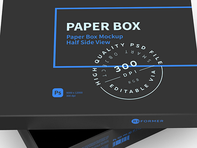 Black Paper Box Mockup Half Side View branding coffee design foil food graphic design illustration logo mock up mockup mockups pack package packaging paper box product psd smart object template textured box