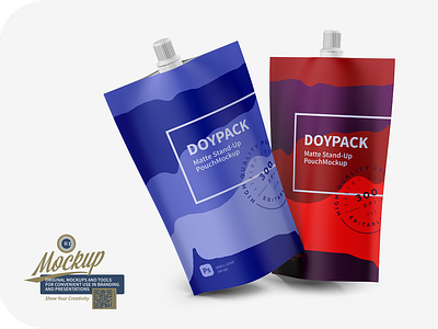 Two Matte Doy-Pack Mockup design food illustration logo mock-up mockup package packaging psd template