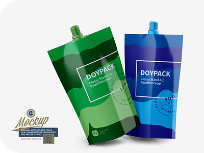 Two Glossy Doy-Pack Mockup design food illustration logo mock-up mockup package packaging psd template
