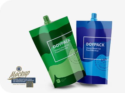 Two Glossy Doy-Pack Mockup