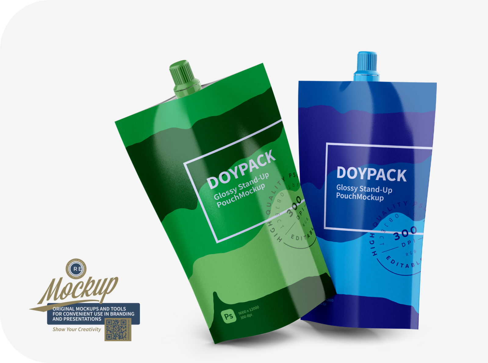 Two Glossy Doy-Pack Mockup by Reformer Mockup on Dribbble