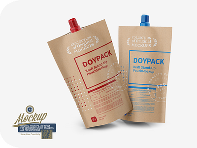 Two Kraft Doy Pack Mockup food mock-up mockup package packaging psd template