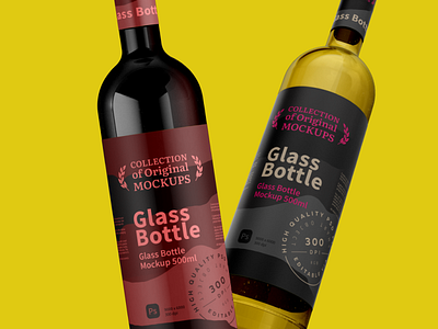 Two Glass Bottles Mockup