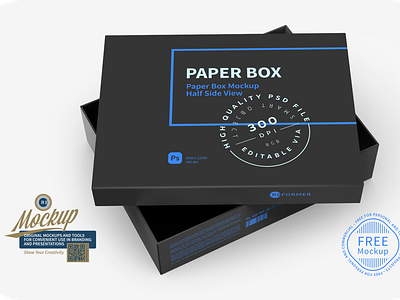 Black Paper Box Free Mockup