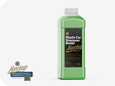 Plastic Auto Shampoo Bottle Mockup ¾