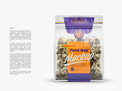 Clear Plastic Food Bag Mockup branding coffee design food graphic design illustration logo mock up mockup mockups pack package packaging packaging mockup product psd smart object template ui vector