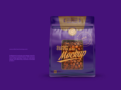 Glossy Coffee Bag Mockup branding coffee design food graphic design illustration logo mock up mockup mockups pack package packaging packaging mockup product psd smart object template ui vector
