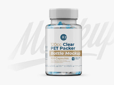 Clear Pills Bottle Mockup 120CC branding coffee design food graphic design illustration logo mock up mockup mockups pack package packaging packaging mockup product psd smart object template ui vector