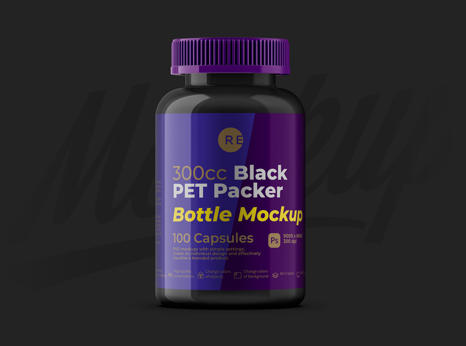 Black Pills Bottle Mockup 300CC by Reformer Mockup on Dribbble