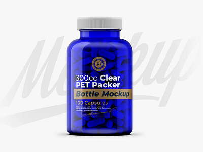 Blue Pills Bottle Mockup 120CC