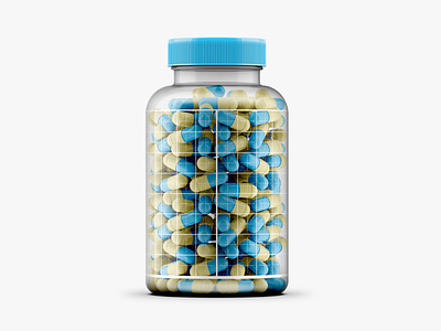 Clear Pills Bottle Mockup 120CC design food illustration logo mock-up mockup package packaging psd template