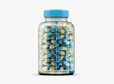 Clear Pills Bottle Mockup 120CC design food illustration logo mock up mockup package packaging psd template