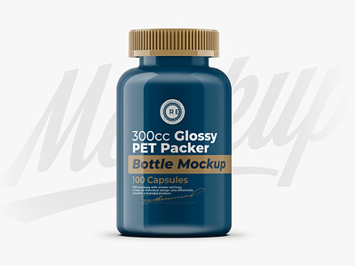 Glossy Pills Bottle Mockup 300CC design food illustration logo mock-up mockup package packaging psd template