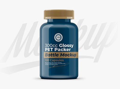 Glossy Pills Bottle Mockup 300CC design food illustration logo mock up mockup package packaging psd template