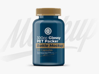 Glossy Pills Bottle Mockup 300CC