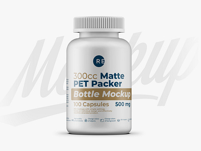 Matte Pills Bottle Mockup 300CC design food illustration logo mock-up mockup package packaging psd template