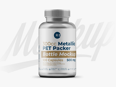Metallic Plastic Pills Bottle Mockup