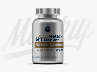 Metallic Plastic Pills Bottle Mockup 300CC branding coffee design food graphic design illustration logo mock up mockup mockups pack package packaging packaging mockup product psd smart object template vector