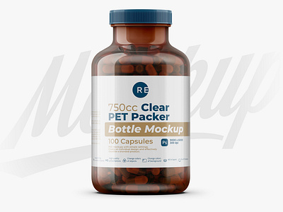 Amber Pills Bottle Mockup 750CC