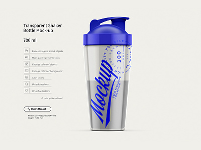 Download Transparent Shaker Bottle Mock Up 700 Ml By Reformer Mockup On Dribbble