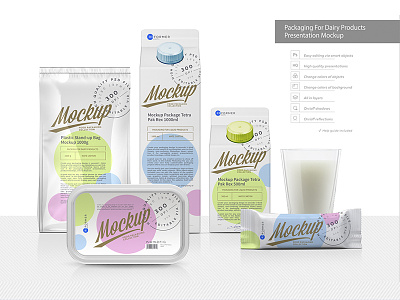 Packaging for Dairy Products Presentation Mockup cardboard carton drink juice milk milk box milk pack mock up mockup nectar object pack package packaging packaging mockups presentation product psd template tetra
