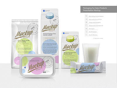 Packaging for Dairy Products Presentation Mockup