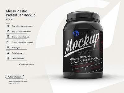 Glossy Plastic Protein Jar Poster Mockup