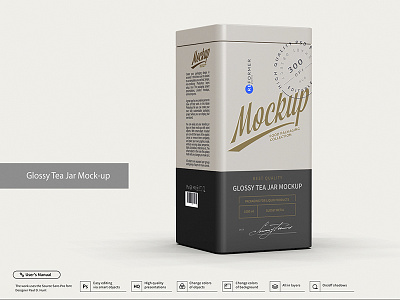 Glossy Tea Jar Mock-up coffee food box food pack high angle shot jar jar mockups lid lock locking mockup object mockups pack package packaging mockups psd mockups round smart object storage sugar tea glossy