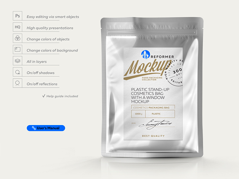 Download Glossy Metallic Stand Up Bag Mockup By Reformer Mockup On Dribbble