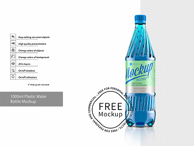 Freebies / 1000ml Plastic Water Bottle Mockup