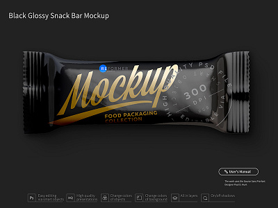 Black Glossy Snack Bar Mockup bar candy candy bar cereal cereal bar chocolate chocolate bar chocolate bar mockup dessert flow pack foil foil packaging glossy glossy snack package granola granola bar muesli muesli bar snack bar snack pack