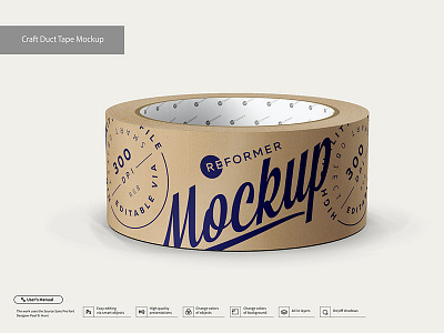 Craft Duct Tape Mockup craft tape design duck tape duct tape food front view glossy illustration mock up mockup package packaging packing tape psd scotch tape stationery sticky tape template textured two rolls