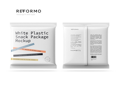 White Plastic Snack Package Front & Back View bag bag mockup chips bag chips bag mockup food pack food package food packaging metallic metallic bag metallic chips bag metallic food bag mock up mockup pack package packaging plastic plastic bag psd psd mockups