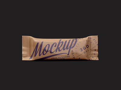 Kraft Snack Bar Mockup - Front View candy bar chocolate exclusive mockup flow pack foil food glossy glossy pack glossy snack pack granola granola bar mock up mockup muesli bar package packaging packaging mockup product design psd snack bar mockup