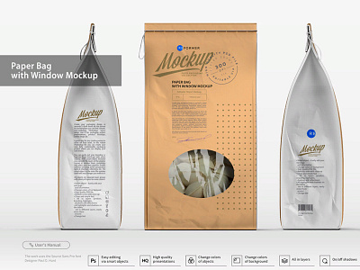 Paper Bag with Window  Mockup