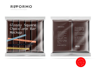 Transparent Square Chocolate Bar Mockup