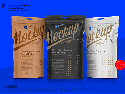 Download Three Paper Doy Pack Pouch Mockup By Reformer Mockup On Dribbble