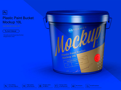 Plastic Paint Bucket Mockup 10L 10l branding bucket can coffee color enamel exclusive mockup illustration mock up mockup package packaging packaging design pail paint plastic product psd template