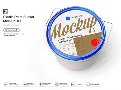 Plastic Paint Bucket Mockup 10l branding bucket can color design enamel exclusive mockup mock up mockup pack package packaging packaging design pail paint plastic psd smart object template