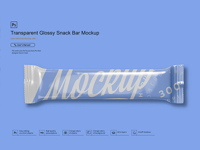 Transparent Glossy Snack Bar Mockup