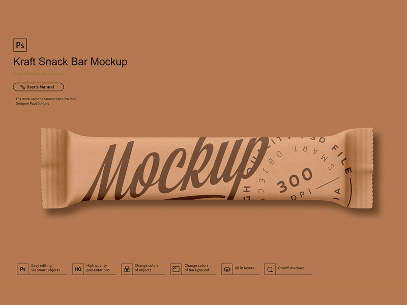 Download Kraft Snack Bar Mockup by Reformer Mockup on Dribbble