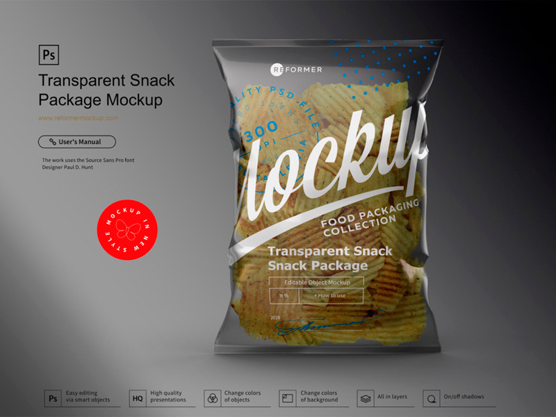 Download Transparent Snack Package Mockup by Reformer Mockup on Dribbble