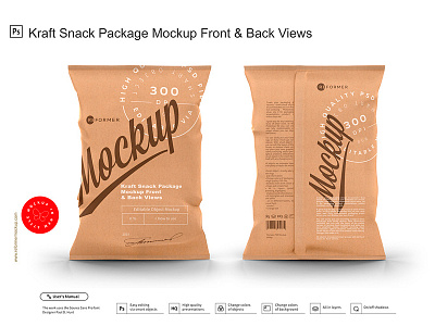 Kraft Snack Package Mockup Front & Back Views