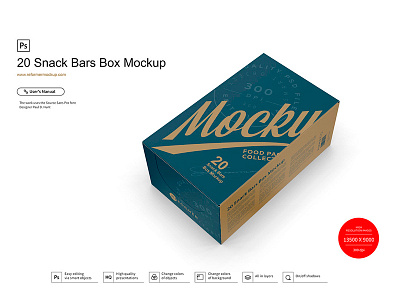 20 Snack Bars Box Mockup bar bars box candy carton chocolate display front view glossy high angle shot mockup muesli bar pack package protein psd mock up psd mockup smart layer smart layers snack