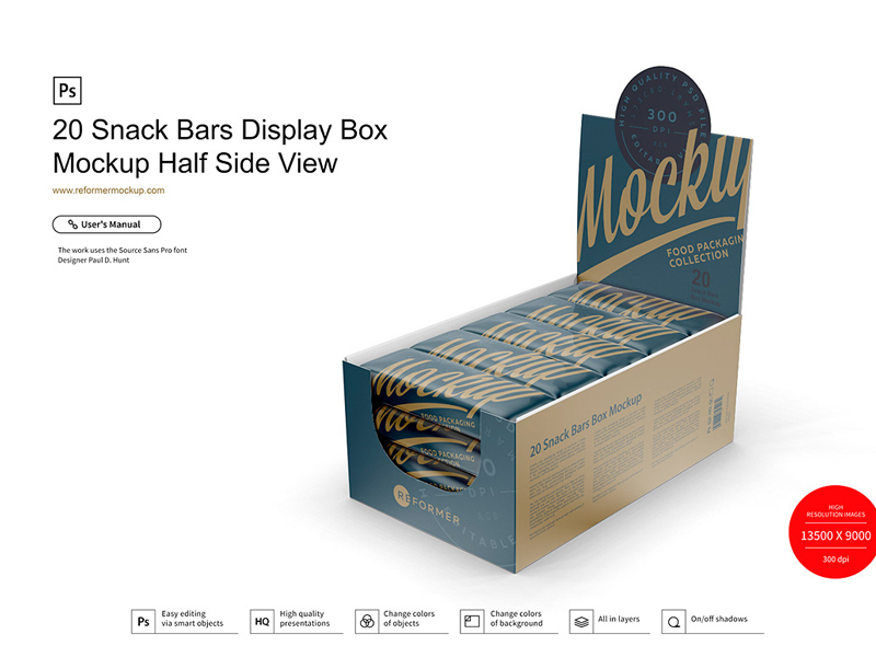 Download 20 Snack Bars Display Box Mockup Half Side View By Reformer Mockup On Dribbble PSD Mockup Templates