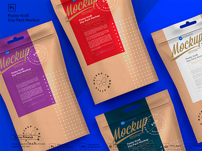 Poster Kraft Doy-Pack Mockup coffee design food illustration logo mock up package packaging product psd psd mockup template