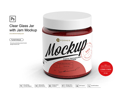 Clear Glass Jar with Jam Mockup