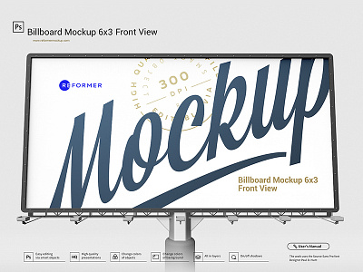 Billboard Mockup 6x3 Front View advertising billboard billboard 6x3 billboard mockup coffee design front view illustration media mock up mockup ooh out of home outdoor outdoor advertising package packaging psd smart object template